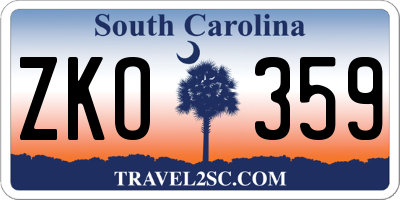 SC license plate ZKO359