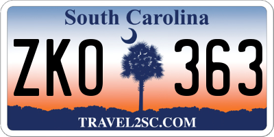 SC license plate ZKO363