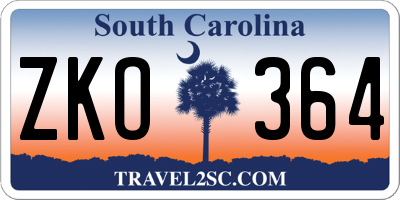 SC license plate ZKO364