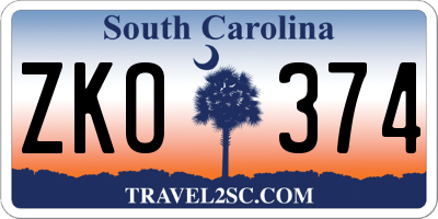 SC license plate ZKO374