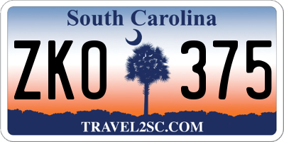 SC license plate ZKO375