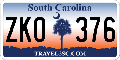 SC license plate ZKO376