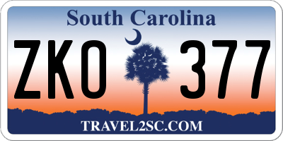 SC license plate ZKO377