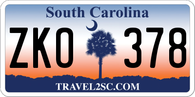 SC license plate ZKO378