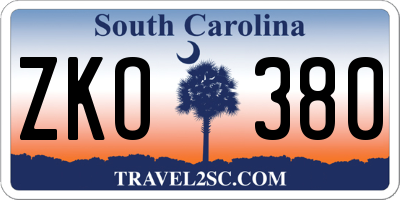 SC license plate ZKO380