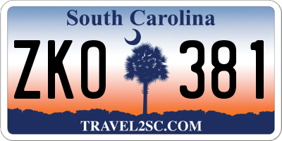 SC license plate ZKO381