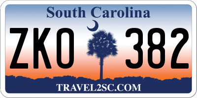 SC license plate ZKO382