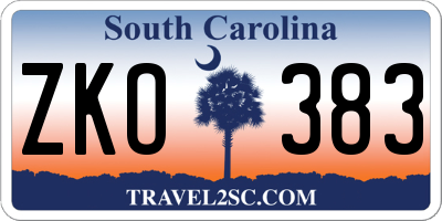 SC license plate ZKO383