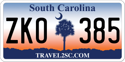 SC license plate ZKO385
