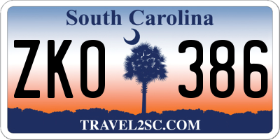 SC license plate ZKO386