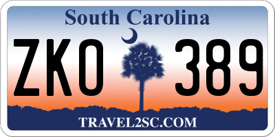 SC license plate ZKO389