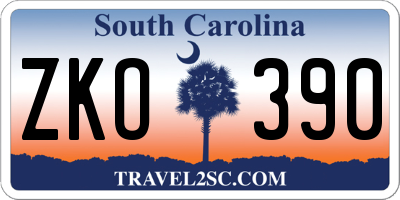 SC license plate ZKO390