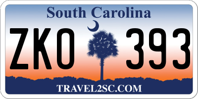 SC license plate ZKO393