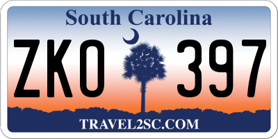 SC license plate ZKO397