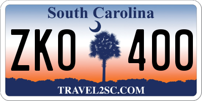 SC license plate ZKO400