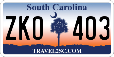 SC license plate ZKO403