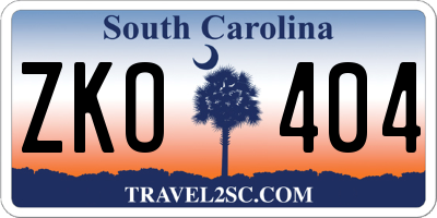 SC license plate ZKO404
