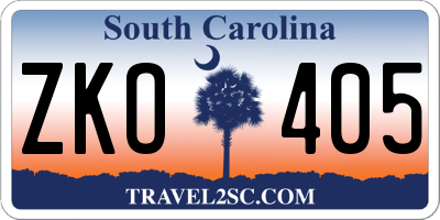 SC license plate ZKO405