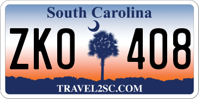 SC license plate ZKO408