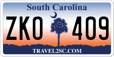 SC license plate ZKO409