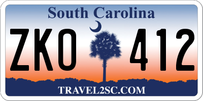 SC license plate ZKO412