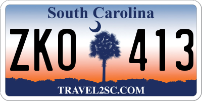 SC license plate ZKO413