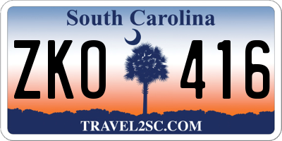 SC license plate ZKO416