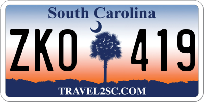 SC license plate ZKO419