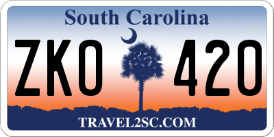 SC license plate ZKO420