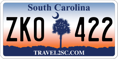 SC license plate ZKO422