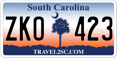 SC license plate ZKO423