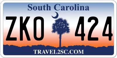 SC license plate ZKO424