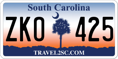 SC license plate ZKO425