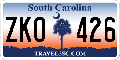 SC license plate ZKO426