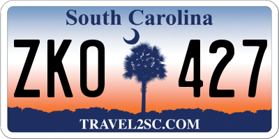 SC license plate ZKO427