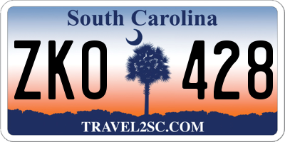 SC license plate ZKO428