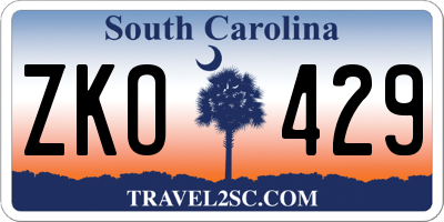 SC license plate ZKO429