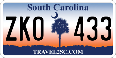 SC license plate ZKO433