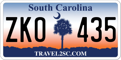 SC license plate ZKO435