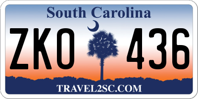 SC license plate ZKO436