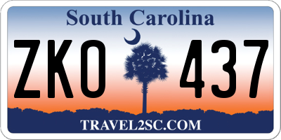 SC license plate ZKO437