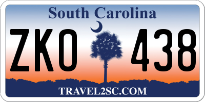 SC license plate ZKO438