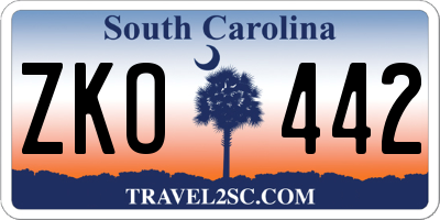 SC license plate ZKO442
