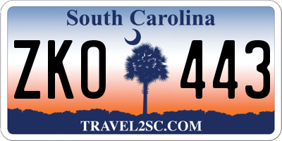 SC license plate ZKO443