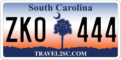 SC license plate ZKO444