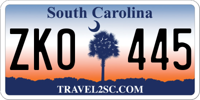 SC license plate ZKO445