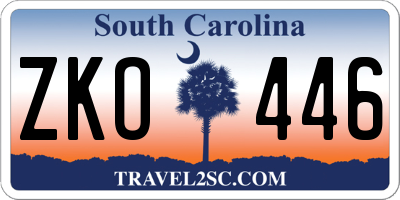 SC license plate ZKO446