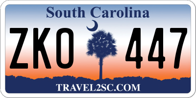 SC license plate ZKO447