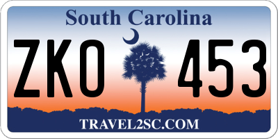 SC license plate ZKO453