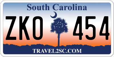 SC license plate ZKO454